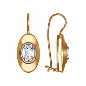Золотые серьги SOKOLOV 027336 с фианитом 027336 фото