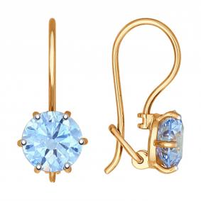 Золотые серьги SOKOLOV 027380 с фианитом 027380 фото