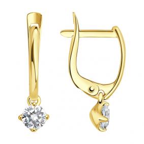 Серьги из лимонного золота SOKOLOV 027396-2 с фианитом 027396-2 фото