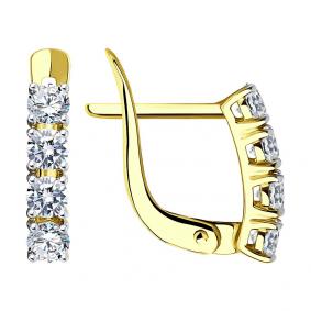 Серьги из лимонного золота SOKOLOV 027449-2 с фианитом 027449-2 фото