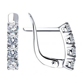 Золотые серьги SOKOLOV 027449-3 с фианитом 027449-3 фото