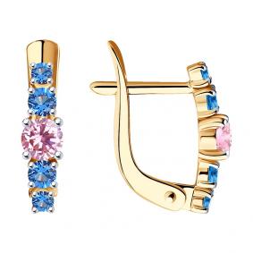 Золотые серьги SOKOLOV 027450 с фианитом 027450 фото