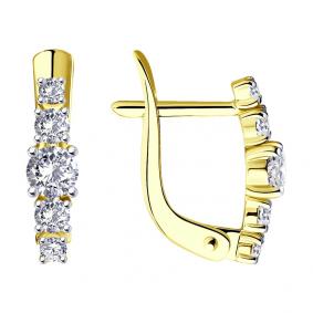 Серьги из лимонного золота SOKOLOV 027452-2 с фианитом 027452-2 фото