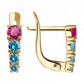 Золотые серьги SOKOLOV 027454 с фианитом 027454 фото