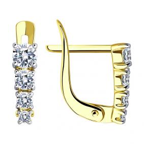Серьги из лимонного золота SOKOLOV 027455-2 с фианитом 027455-2 фото