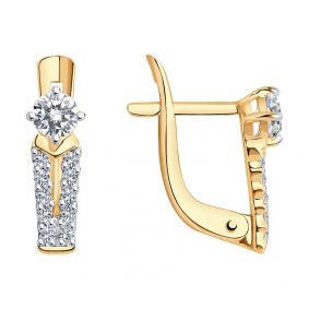 Золотые серьги SOKOLOV 027458 с фианитом 027458 фото