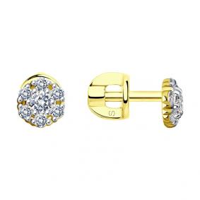 Серьги из лимонного золота SOKOLOV 027460-2 с фианитом 027460-2 фото