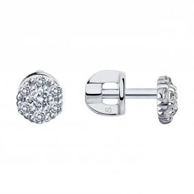 Серьги из белого золота SOKOLOV 027460-3 с фианитом 027460-3 фото