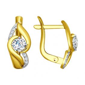Золотые серьги SOKOLOV 027462-2 с фианитом 027462-2 фото