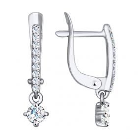 Серьги из белого золота SOKOLOV 027477-3 с фианитом 027477-3 фото