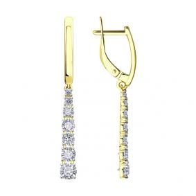 Серьги из лимонного золота SOKOLOV 027490-2 с фианитом 027490-2 фото