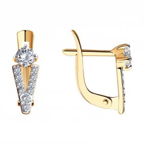 Золотые серьги SOKOLOV 027491 с фианитом 027491 фото