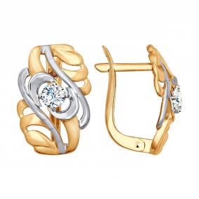 Золотые серьги SOKOLOV 027493 с фианитом 027493 фото