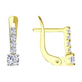 Серьги из лимонного золота SOKOLOV 027500-2 с фианитом 027500-2 фото