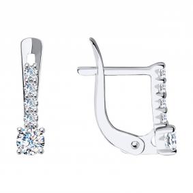 Серьги из белого золота SOKOLOV 027500-3 с фианитом 027500-3 фото