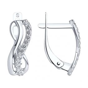 Серьги из белого золота SOKOLOV 027511 с фианитом 027511 фото