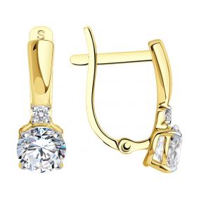 Серьги из лимонного золота SOKOLOV 027522 с фианитом 027522 фото