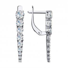 Серьги из белого золота SOKOLOV 027539-3 с фианитом 027539-3 фото