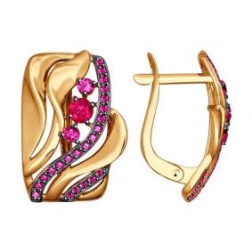 Золотые серьги SOKOLOV 027556 с фианитом 027556 фото