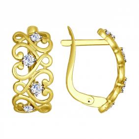 Серьги из лимонного золота SOKOLOV 027563-2 с фианитом 027563-2 фото