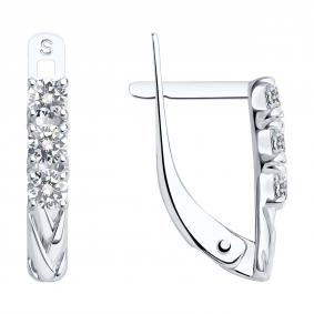 Серьги из белого золота SOKOLOV 027574-3 с фианитом 027574-3 фото