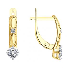 Серьги из лимонного золота SOKOLOV 027584-2 с фианитом 027584-2 фото