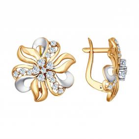 Золотые серьги SOKOLOV 027587 с фианитом 027587 фото