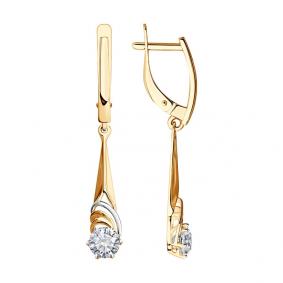Золотые серьги SOKOLOV 027615 с фианитом 027615 фото