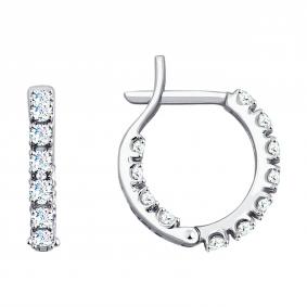 Серьги из белого золота SOKOLOV 027654-3 с фианитом 027654-3 фото