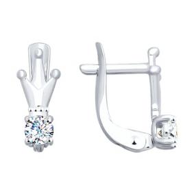 Серьги из белого золота SOKOLOV 027714-3 с фианитом 027714-3 фото