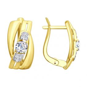 Серьги из лимонного золота SOKOLOV 027789-2 с фианитом 027789-2 фото