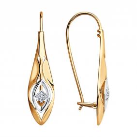 Золотые серьги SOKOLOV 027854 с фианитом 027854 фото