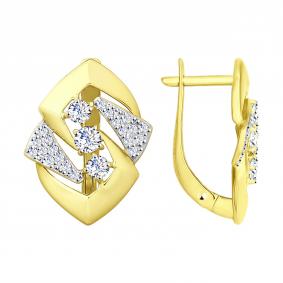 Серьги из лимонного золота SOKOLOV 027864-2 с фианитом 027864-2 фото