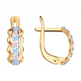 Золотые серьги SOKOLOV 027870 с фианитом 027870 фото