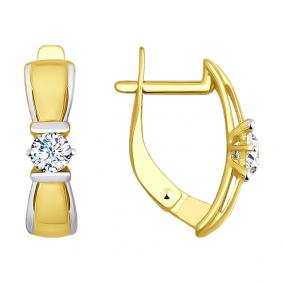 Золотые серьги SOKOLOV 027904-2 с фианитом 027904-2 фото