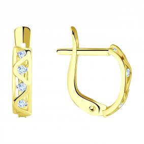 Серьги из лимонного золота SOKOLOV 027906-2 с фианитом 027906-2 фото