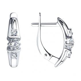 Серьги из белого золота SOKOLOV 027944-3 с фианитом 027944-3 фото