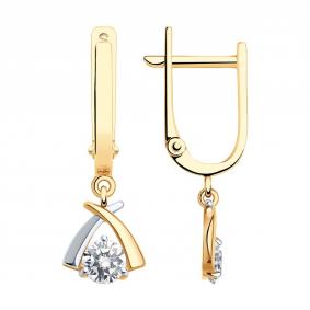 Золотые серьги SOKOLOV 027958 с фианитом 027958 фото