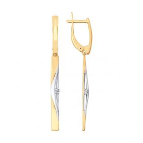 Золотые серьги SOKOLOV 027973 с фианитом 027973 фото