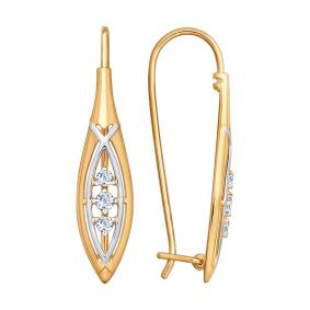 Золотые серьги SOKOLOV 028012 с фианитом 028012 фото