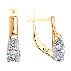 Золотые серьги SOKOLOV 028013 с фианитом 028013 фото