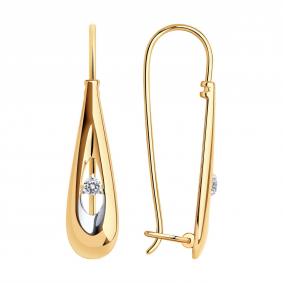 Золотые серьги SOKOLOV 028015 с фианитом 028015 фото