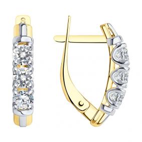 Серьги из лимонного золота SOKOLOV 028040-2 с фианитом 028040-2 фото