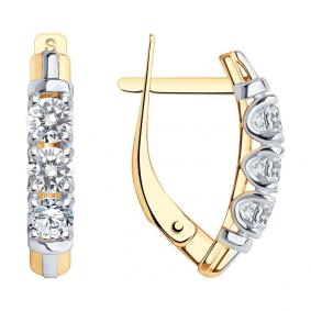 Золотые серьги SOKOLOV 028040 с фианитом 028040 фото