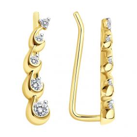Серьги из лимонного золота SOKOLOV 028047-2 с фианитом 028047-2 фото