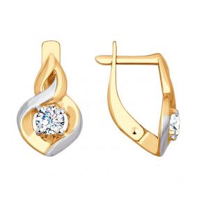 Золотые серьги SOKOLOV 028063 с фианитом 028063 фото