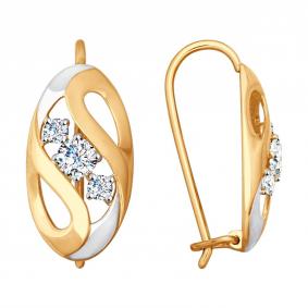 Золотые серьги SOKOLOV 028070 с фианитом 028070 фото