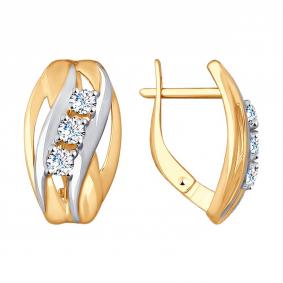 Золотые серьги SOKOLOV 028073 с фианитом 028073 фото