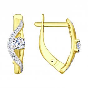 Серьги из лимонного золота SOKOLOV 028077-2 с фианитом 028077-2 фото