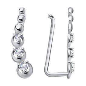 Серьги из белого золота SOKOLOV 028123-3 с фианитом 028123-3 фото